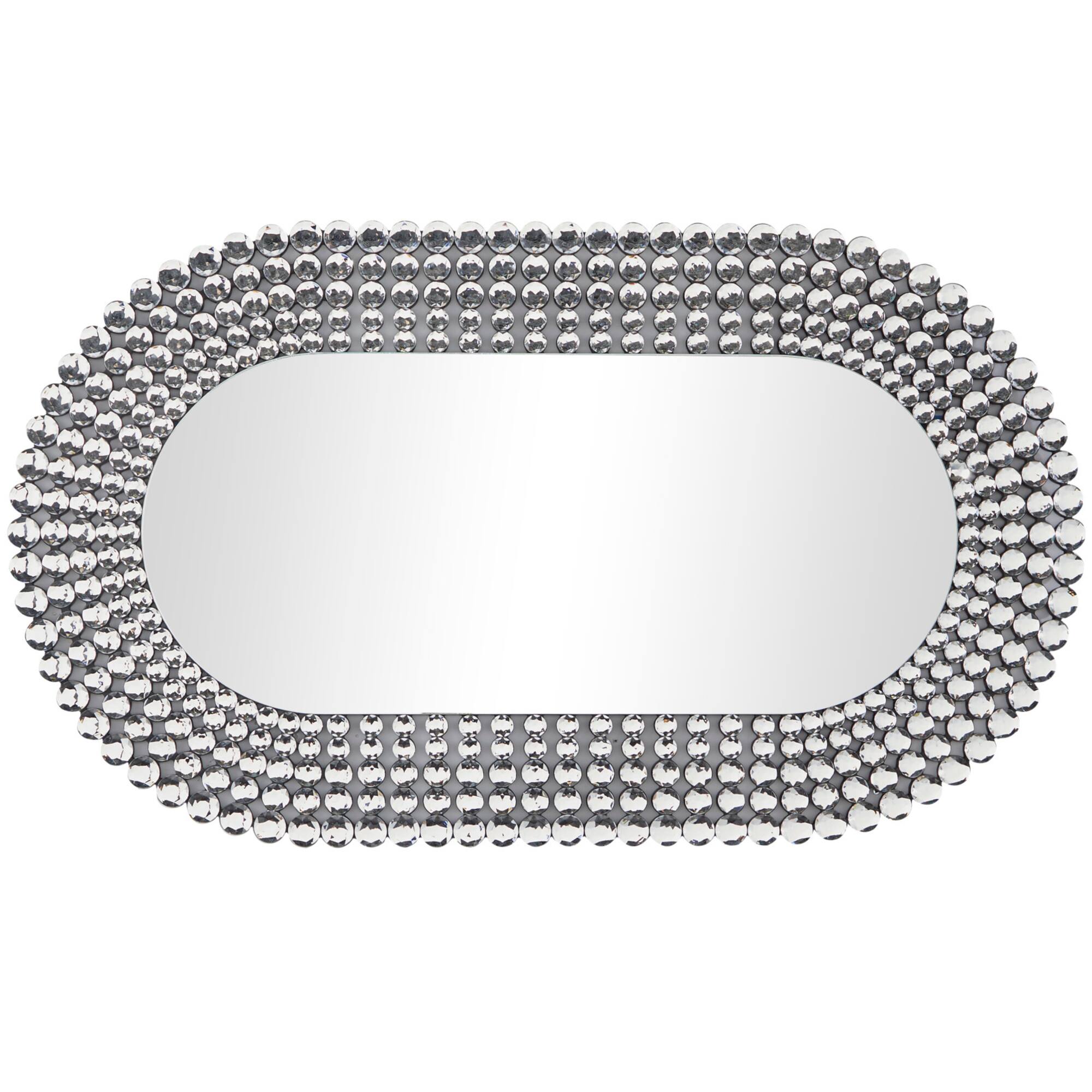Silver Glass Radial Crystal Frame Wall Mirror 28" x 1" x 48"